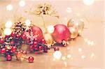 Decorative Christmas background with bokeh lights