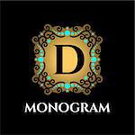 Vintage monogram frame template flourishes calligraphic elegant ornament lines. Business sign, identity for Restaurant, Royalty, Boutique, Hotel, Heraldic, Jewelry, Fashion and other illustration