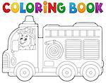 Coloring book fire truck theme 2 - eps10 vector illustration.