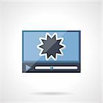 Display of video player with action movie. Flat color style vector icon. Video blog, social media, broadcasting. Elements of web design for business, website and mobile