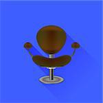 Vector Brown Leather Chair Isolated on Blue Background