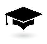 icon for high school graduation symbol with black cap silhouette