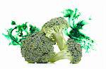 Broccoli stems with corresponding coloured digital burst effect