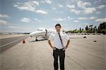 Portrait of male private jet pilot  at airport