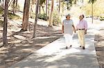 Senior couple walking hand in hand, outdoors