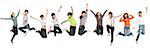 A group of business people jumping
