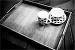 Tea service on a wooden stand