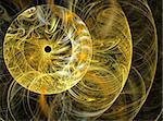 Abstract fractal yellow rounds computer-generated image