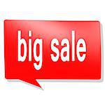 Big sale word on red speech bubble image with hi-res rendered artwork that could be used for any graphic design.