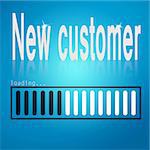 New customer blue loading bar image with hi-res rendered artwork that could be used for any graphic design.