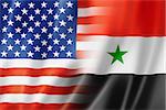 Mixed USA and Syria flag, three dimensional render, illustration