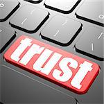 Keyboard with trust text image with hi-res rendered artwork that could be used for any graphic design.