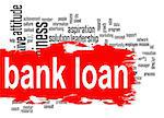 Bank loan word cloud with red banner image with hi-res rendered artwork that could be used for any graphic design.