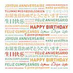 Happy birthday from the world. Different languages celebration card