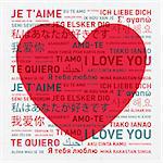 I love you message translated in different world languages - vintage card