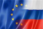 Mixed Europe and Russia flag, three dimensional render, illustration