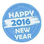 happy new year 2016 in circular drawn blue banner, holiday concept