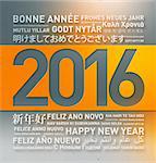Happy new year card from the world in different languages