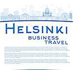 Outline Helsinki skyline and copy space. Business travel concept. Vector Illustration