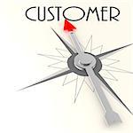 Compass with customer word image with hi-res rendered artwork that could be used for any graphic design.