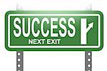 Success green sign board isolated image with hi-res rendered artwork that could be used for any graphic design.
