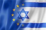 Mixed Europe and Israel flag, three dimensional render, illustration