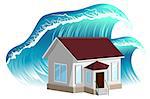 House flooding. Property insurance. Isolated on white vector illustration