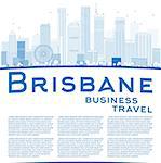 Outline Brisbane skyline with blue building and copy space. Business travel concept. Vector illustration