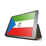 Tablet with Equatorial Guinea flag image with hi-res rendered artwork that could be used for any graphic design.
