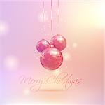 Christmas baubles on a retro coloured background