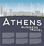 Athens Skyline with Grey Building, Blue Sky and copy space. Business travel concept. Vector Illustration