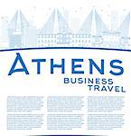 Outline Athens Skyline with Blue Buildings and copy space. Business travel concept. Vector Illustration