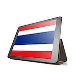 Tablet with Thailand flag image with hi-res rendered artwork that could be used for any graphic design.