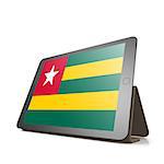 Tablet with Togo flag image with hi-res rendered artwork that could be used for any graphic design.