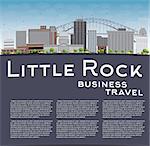 Little Rock Skyline with Grey Building, Blue Sky and copy space. Business travel concept. Vector Illustration