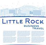 Outline Little Rock Skyline with Blue Building and copy space. Business travel concept. Vector Illustration