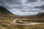 Scenic view highlands landscape, Lochan nah Achlaise, Rannoch Moor, Scotland