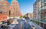 Elevated view of downtown Manhattan, New York, USA