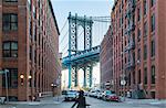 Manhattan Bridge and apartment buildings, New York, USA