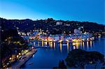 Waterfront town of  Portofino at night, Italy