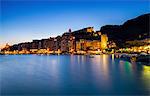 Coastal town of Porto Venere at night, Italy