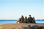 Family looking at sea