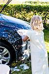 Girl washing car