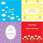 set colorful card for greeting happy birthday with flower