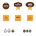 Set of retro coffee labels and coffee element
