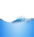 Water and air bubbles over white background