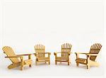 Four miniature adirondack chairs on white background