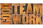 good teamwork word abstract or banner - isolated text in vintage letterpress wood type printing blocks