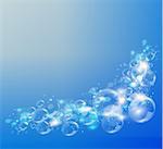 Abstract blue background. Air bubbles illustration.