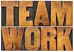 teamwork word abstract or banner - isolated text in vintage letterpress wood type printing blocks